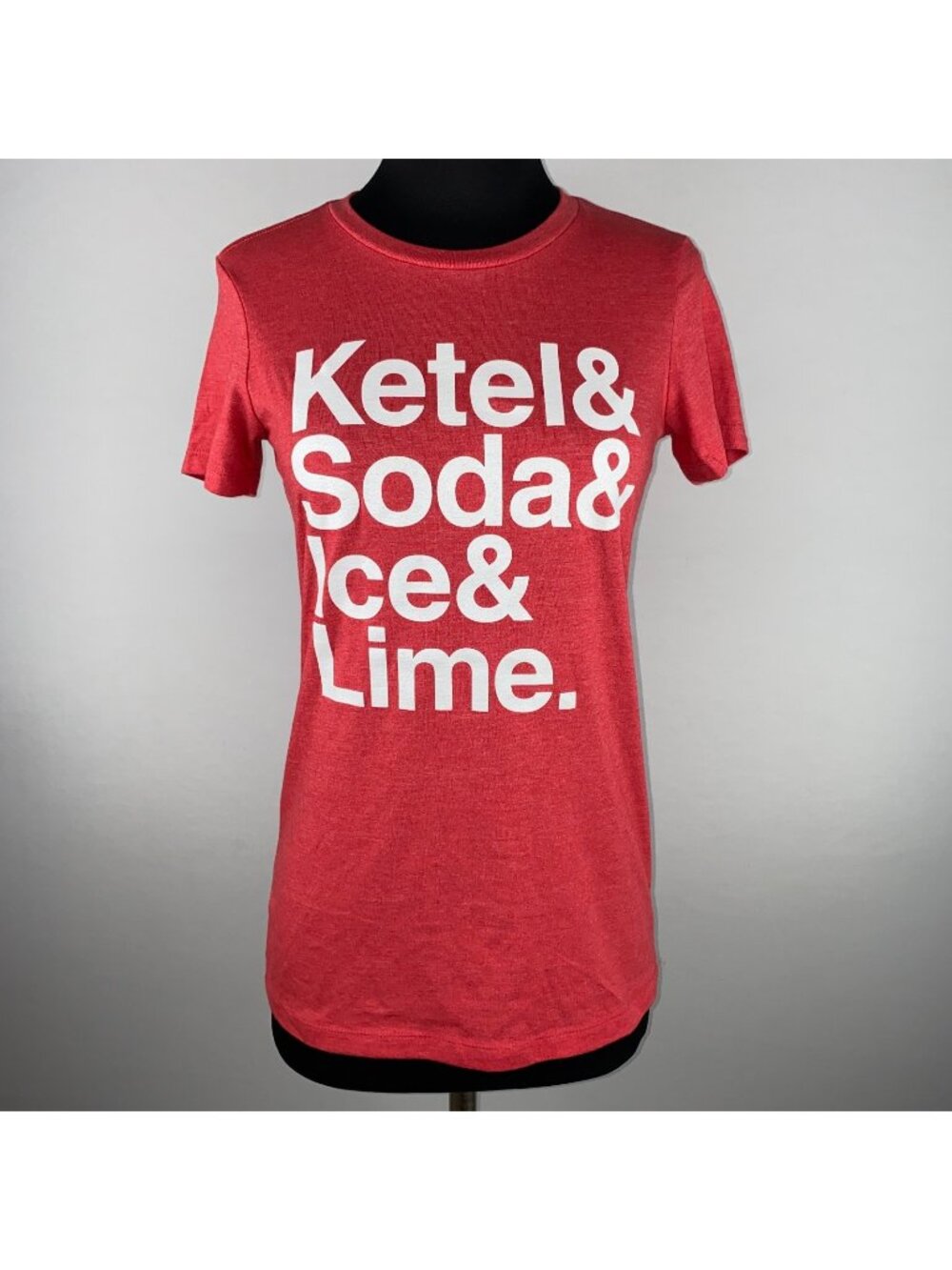 Ketel One Vodka Soda Ice Lime T-Shirt Tee Womens M Graphic Print Red White Party